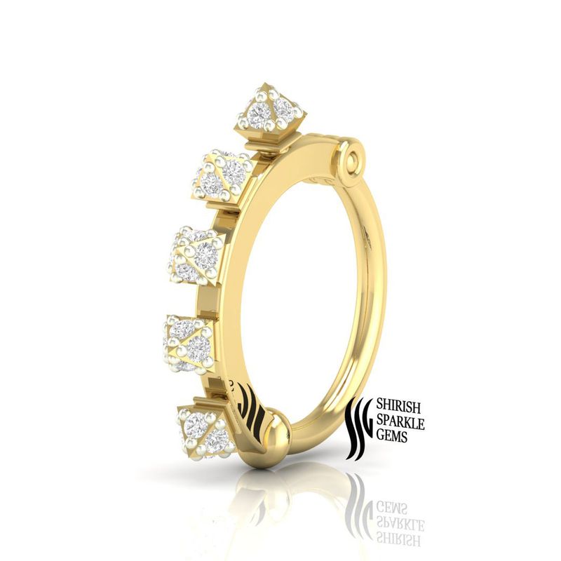 The Crowned Radiant Brilliant-Cut Diamond Nose Huggie Ring