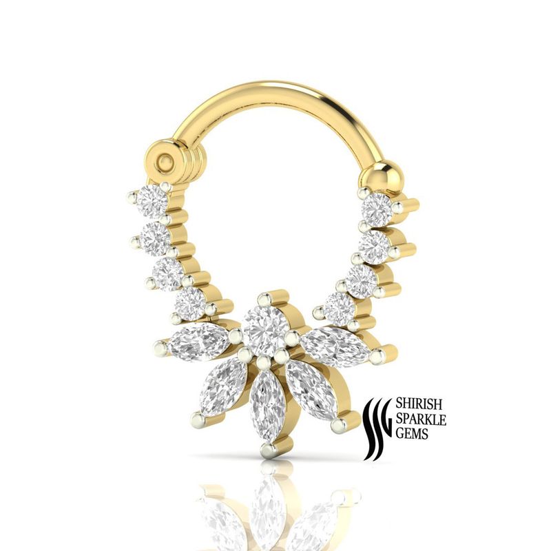 The Ethereal Marquise Cut Diamond Floral Luxury Nose Ring
