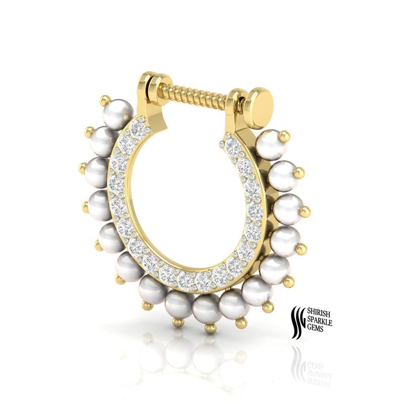 The Royal Pearl & Diamond Vintage Style Nose Clicker Ring