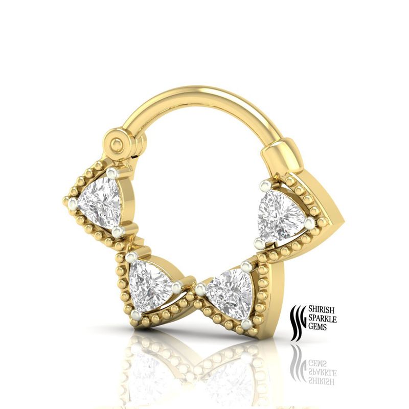 Trillion Cut Diamond Vintage style Huggie Nose Ring Jewelry