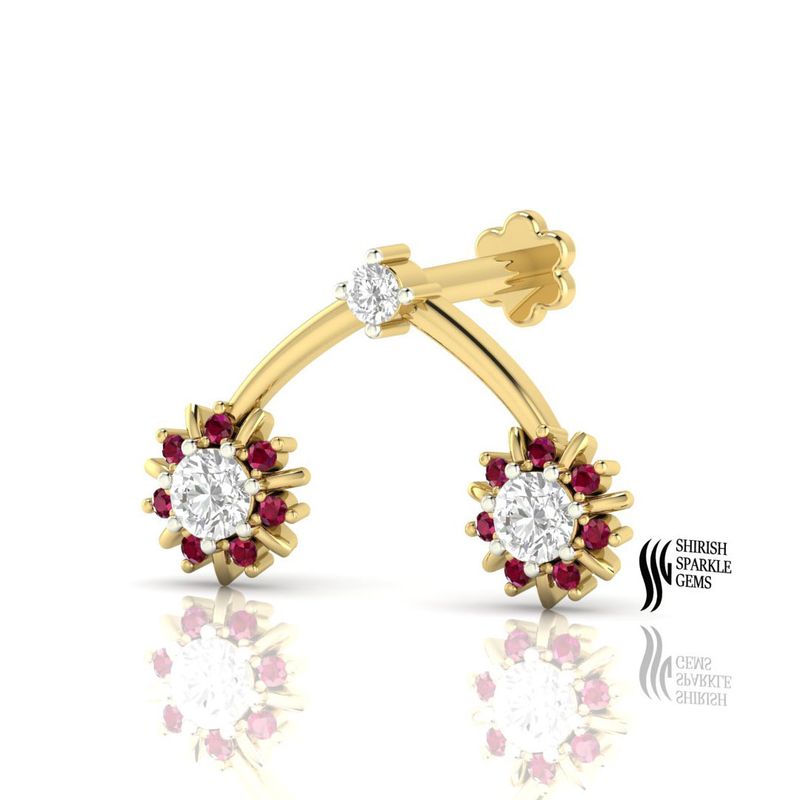 The Radiant Ruby & Diamond "Sunburst" Nose Stud Ring