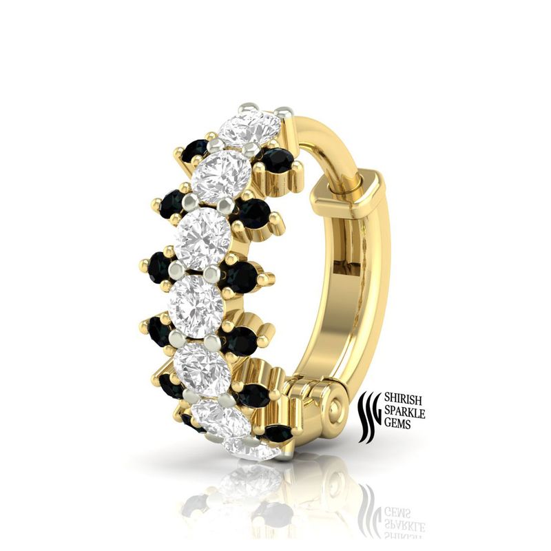 Black & White Diamond Triple-Row Septum Clicker Nose Ring