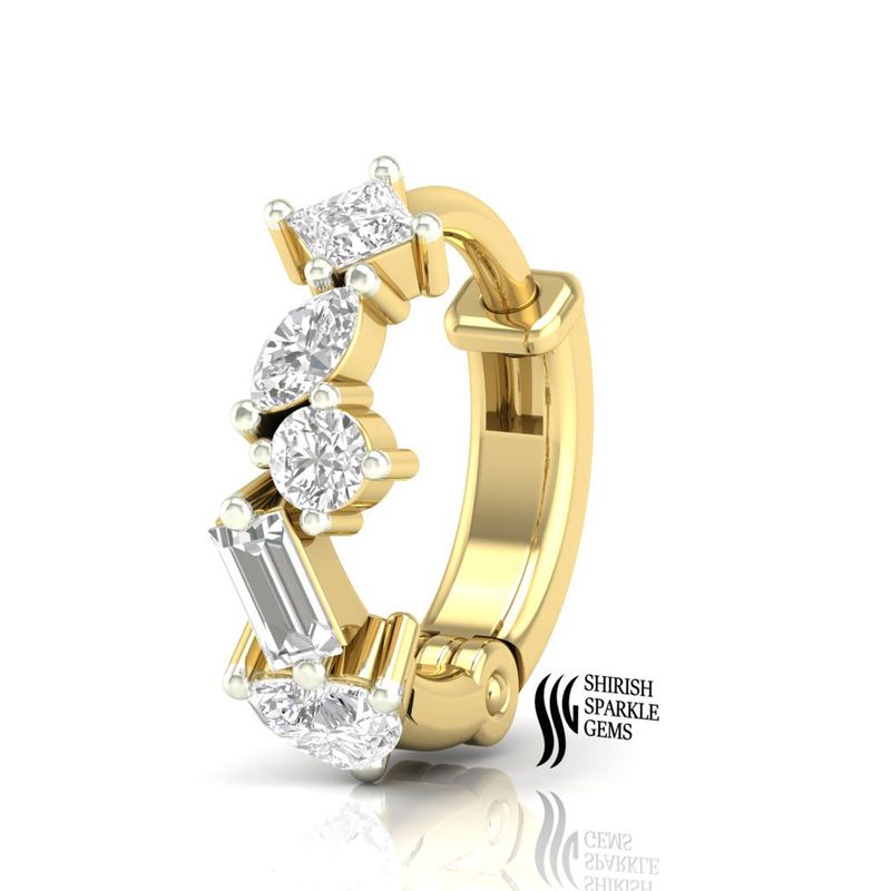 The "Luxury Crown & Curve Diamond Cut Nose Ring Huggie For Gift