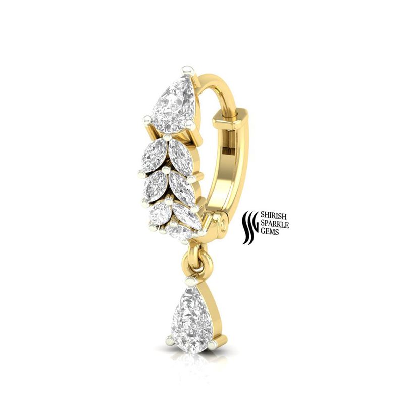 Leaf Marquise & Round Diamond Cut Clicker Dainty Nose Ring
