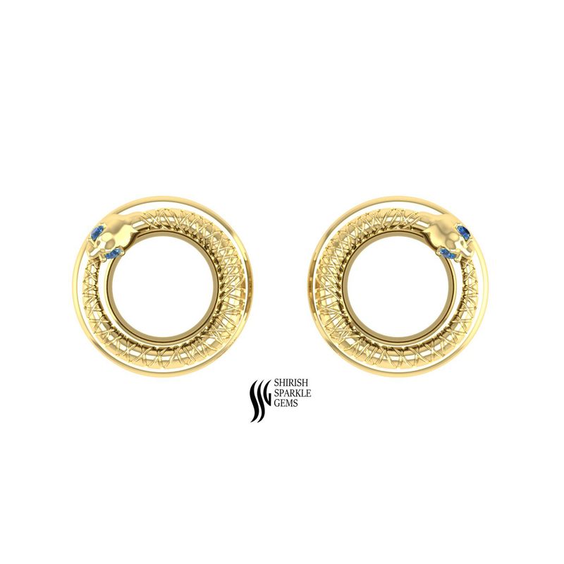Gold Snake Ear Tunnels, Ouroboros Gauge Plugs with Blue Sapphire Eyes, Serpent Stretched Ear Jewelry, Pair of Luxury Gold Gauges