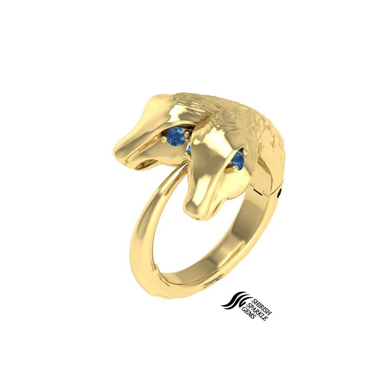 Gold Double Snake Nose Ring, Blue Sapphire Eye Serpent Hoop, Ouroboros Inspired Septum Clicker, Mythological Gift for Her