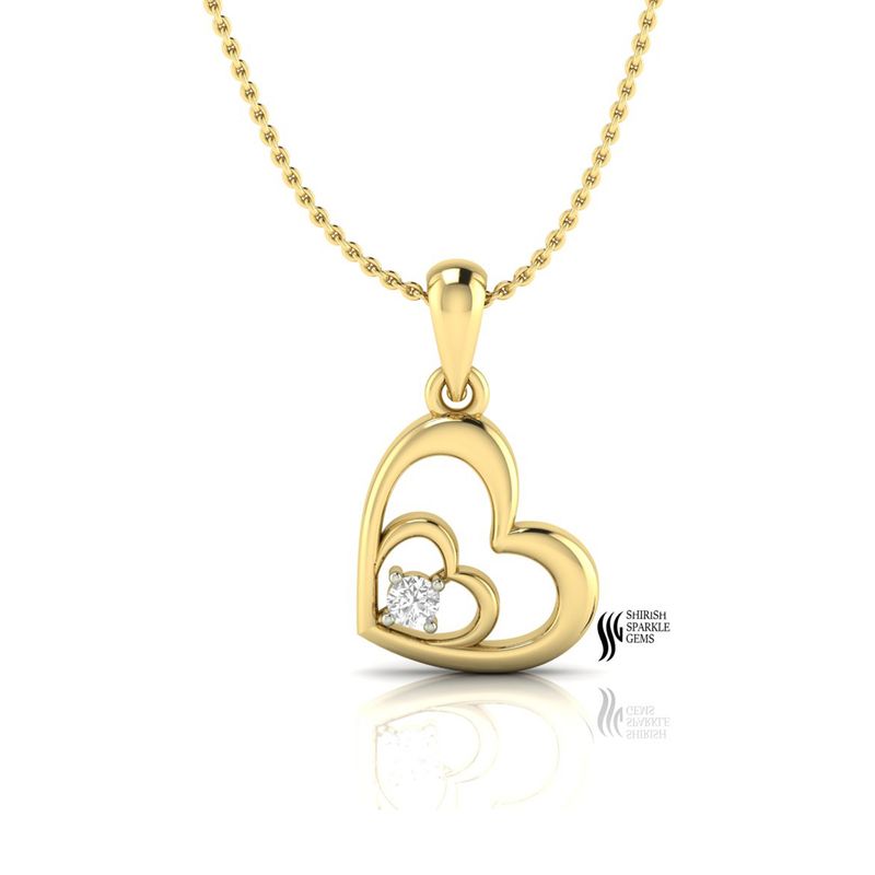 Natural Solid Gold Open Double Heart Diamond Pendant â A Gift of Love