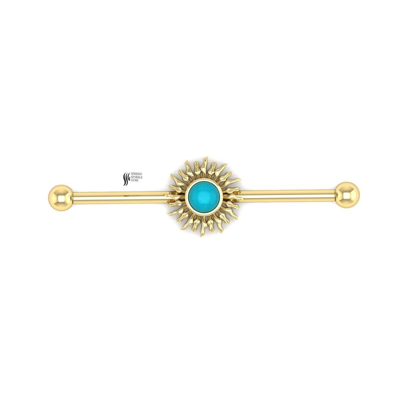 Gold Sunburst Turquoise Industrial Barbell â The Ultimate Celestial Luxury Gift