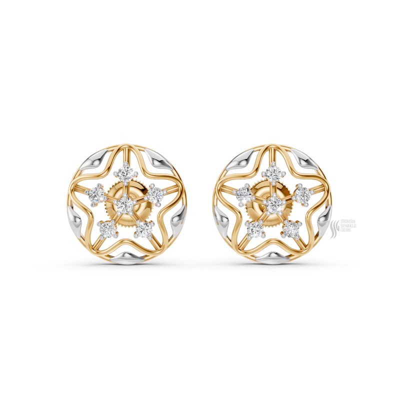 Gold Starflower Lab Diamond Stud Earrings â Filigree Floral Fine Jewelry Gift