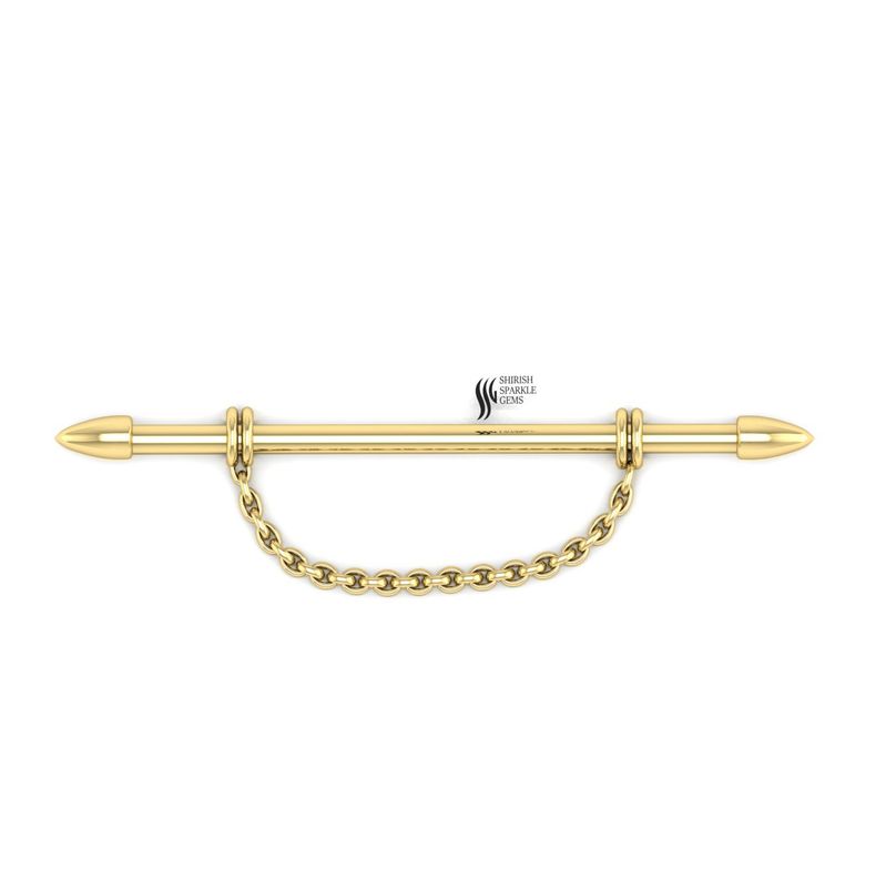 Industrial Barbell with Double Drape Chains â Spike End Scaffolding Earring â 14G/16G Luxury Body Jewelry â Real Gold Ear Curation