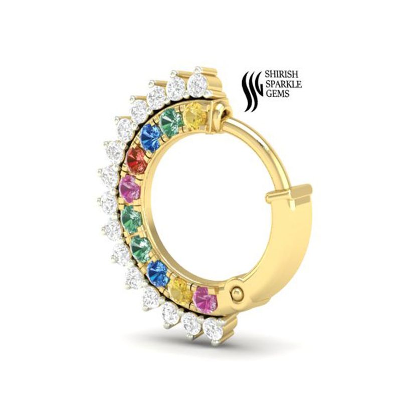 Multicolor Gems & Diamonds Vibrant Clicker Nose Ring fine jewelry