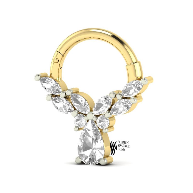 Pear & Marquise Cut Diamond Winged Daith Clicker Nose ring