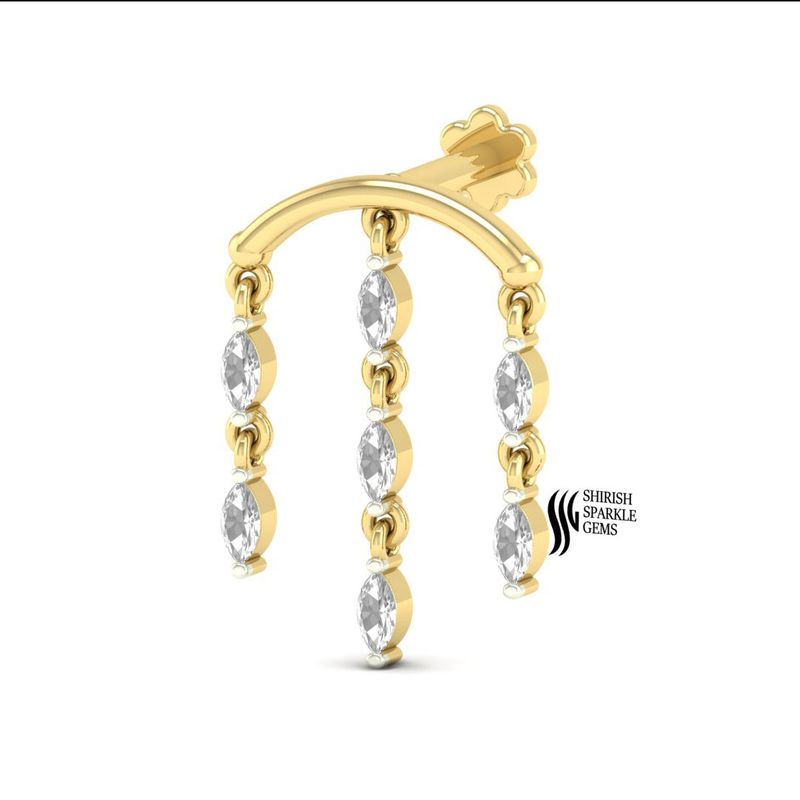 A Royal Convergence of Scrolled Gold & Pear-Cut Nose Ring Jewelry