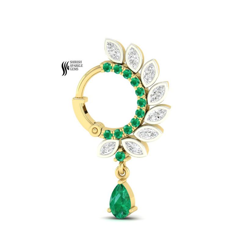 Emerald & Diamond Blossom Pear-Drop Gracefull Gift for Her Jewelry