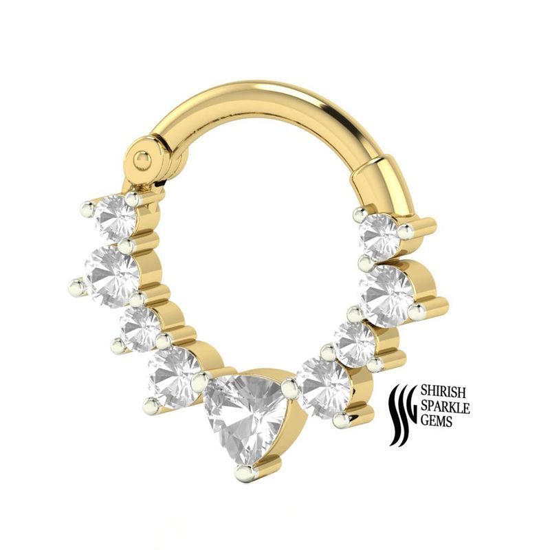 The Trillion Crest Diamond Clicker Halo Precision 14k Gold Nose Ring