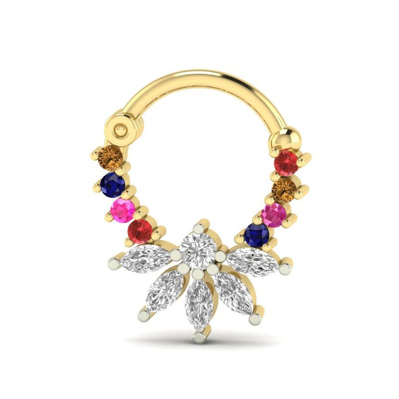 A Luxury Diamond & Multi-Sapphire Gems Reflect Nose Ring Jewelry