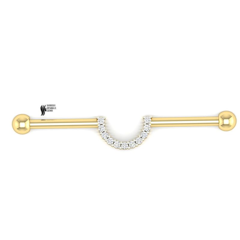 Diamond Horseshoe Industrial Barbell â Real Gold U-Shape Scaffold Piercing