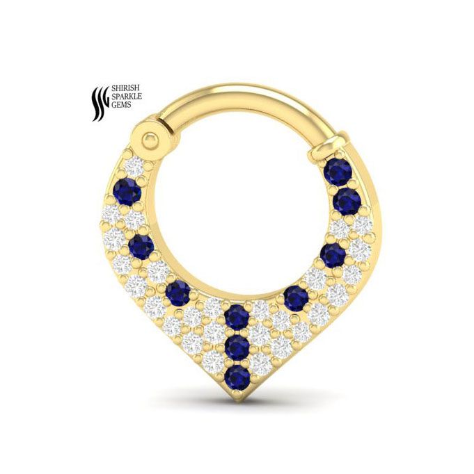 Celestial Multi-sapphire PavÃ© V-Shape Septum Nose Clicker Ring
