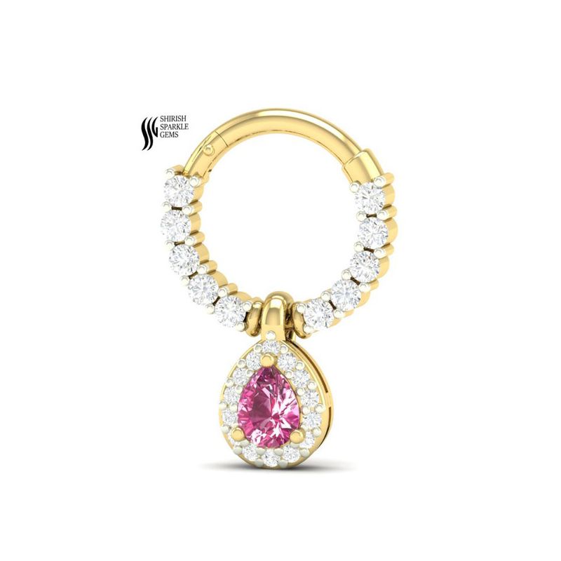 Pink Sapphire Pear-Cut Septum Clicker â Diamond PavÃ© Eternity Nose Ring