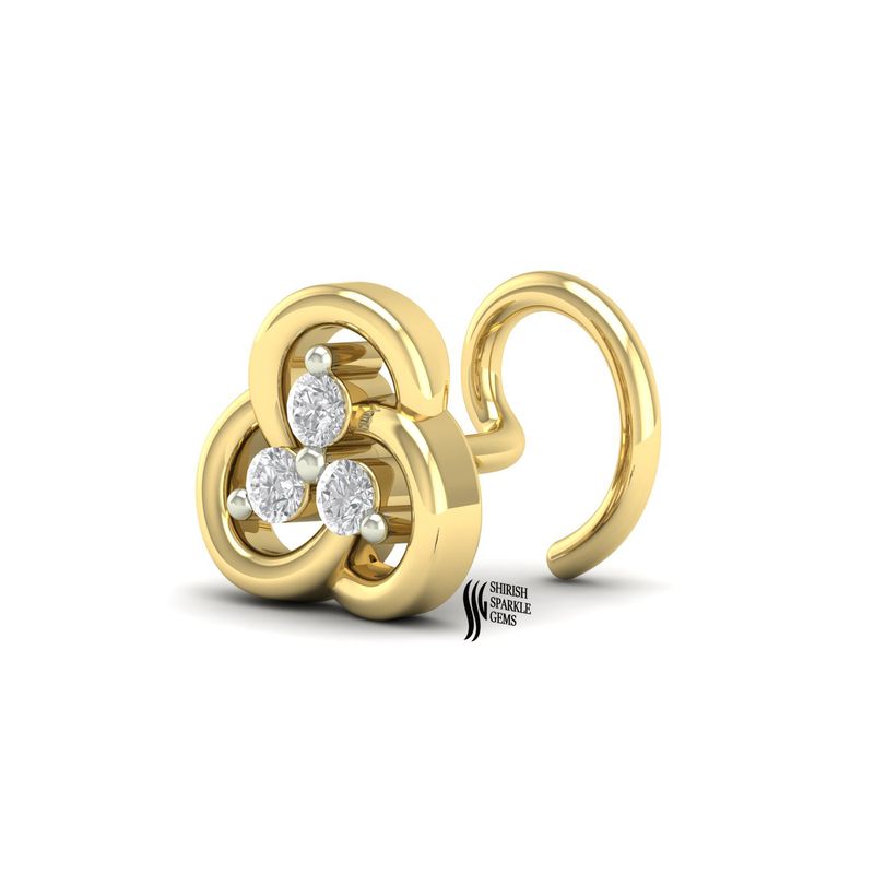 Gold Trinity Knot Diamond Nose Pin | Natural Diamond Celtic Knot Nose Stud | Interlocking Loop Nose Piercing | Elegant Fine Jewelry Gift for Her