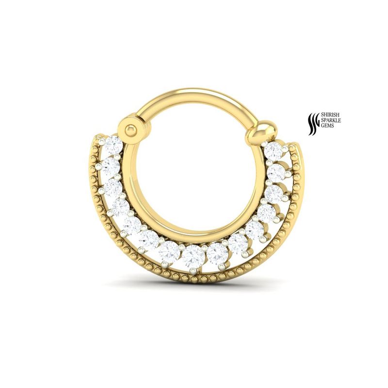 Diamond Milgrain Septum Clicker â Luxury Granulated Eternity Nose Hoop