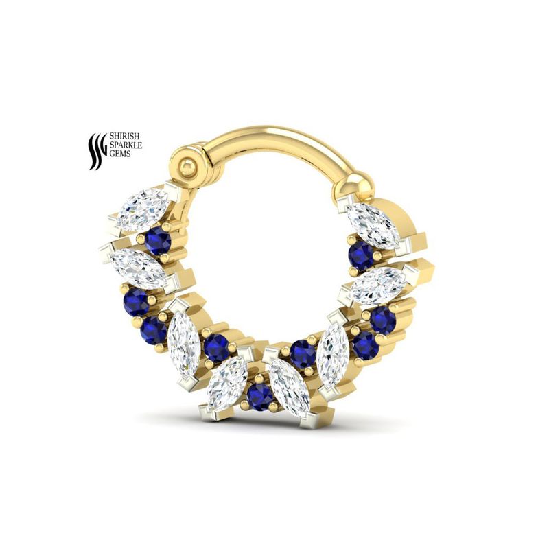 Celestial Sapphire & Marquise Diamond Septum Clicker â Luxury Cluster