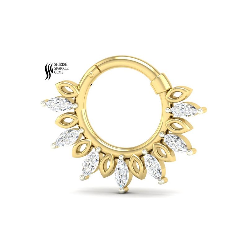 Marquise Diamond Floral Septum â 14K Solid Gold Clicker Nose Ring