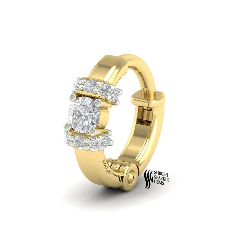Radiant Diamond 14k Solid Gold Cluster Luxury Nose Ring For Gift