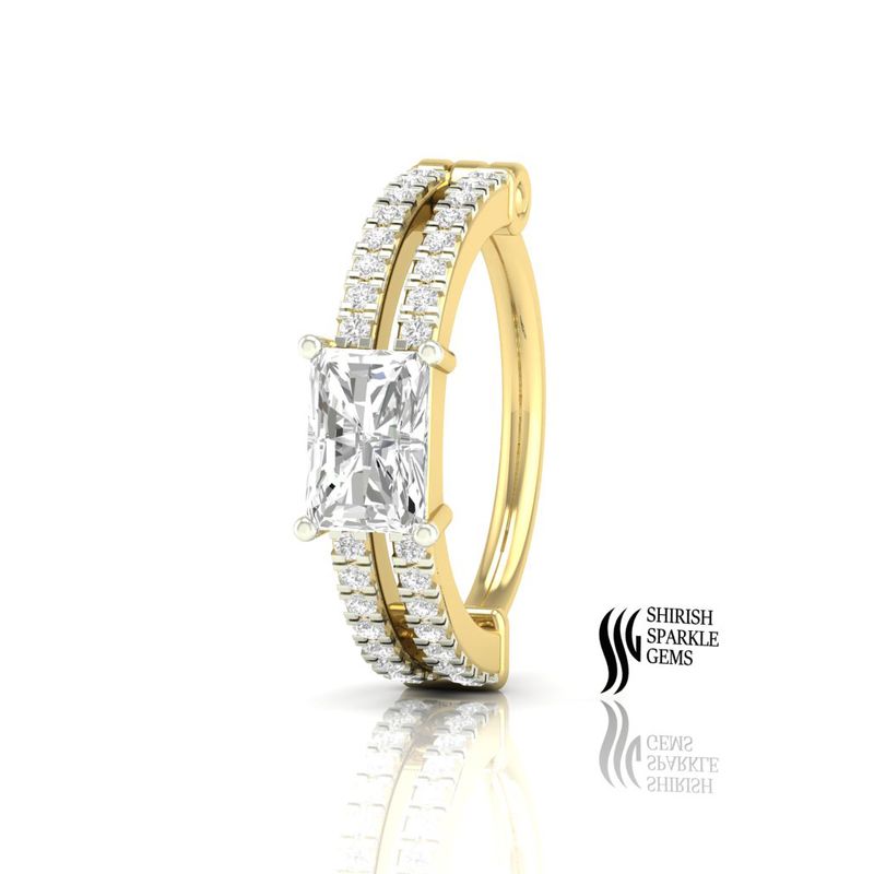 Radiant Diamond Cut Double-Row Clicker Nose Ring Crown jewelry