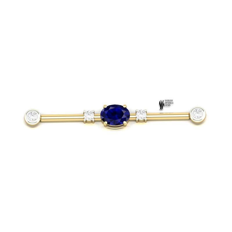 Blue Sapphire and Diamond Industrial Barbell â¢ Oval Sapphire Scaffold Piercing â¢ Bezel Set Diamond Ends â¢ Luxury Fine Body Jewelry