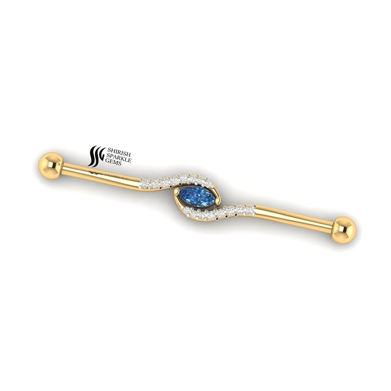 Blue Diamond S-Curve Industrial Barbell â¢ Marquise Blue Diamond Wave Scaffold Piercing â¢ PavÃ© White Diamond Bypass Earring â¢ Luxury Fine Jewelry