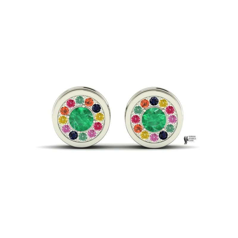 Emerald & Rainbow Sapphire Ear Gauges â¢ Multi-Gemstone Halo Flesh Tunnels â¢ Luxury Stretched Ear Jewelry â¢ Unique Anniversary Gift