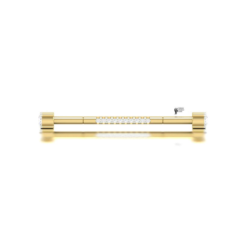 Gold Diamond Industrial Barbell â¢ PavÃ© Diamond Row Scaffold Piercing â¢ Large Diamond Solitaire Ends â¢ Luxury Fine Body Jewelry â¢ Gift for Her