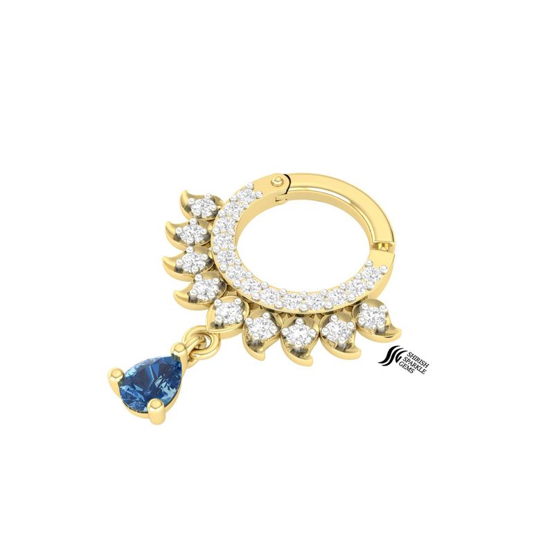 Imperial Design Diamond & Blue Sapphire hinged Clicker Nose Ring