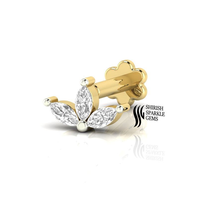 Elegance Marquise Diamond Labret Piercing Stud- Screw Back