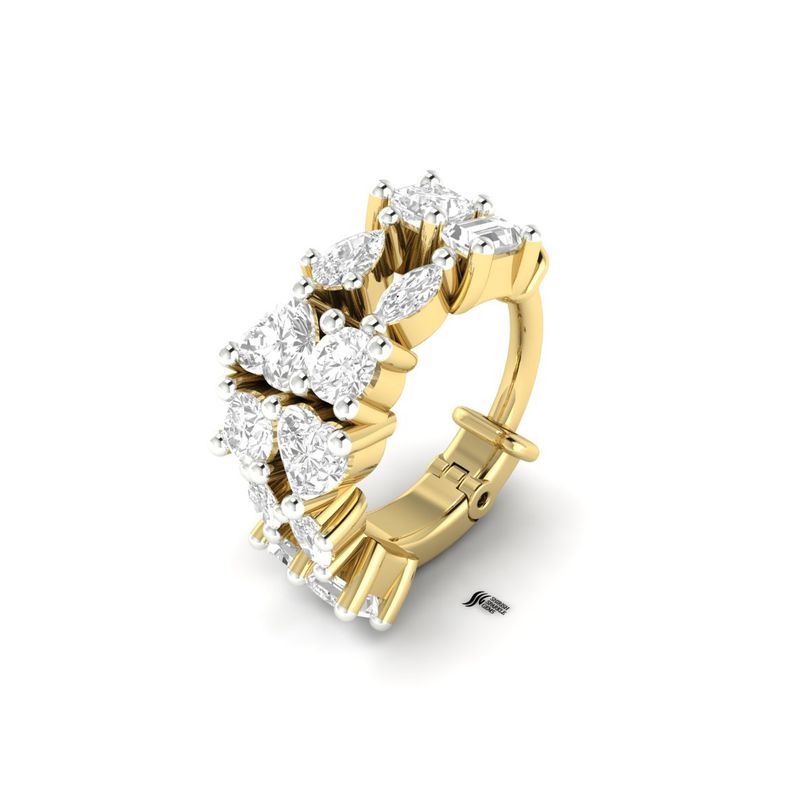 The Romantic: Heartâs Radiant Multi Cut Diamond Cluster Nose Stud