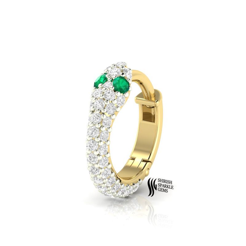 Emerald -Eyed Diamond Snake Nose Stud Jewelry Gift For Her