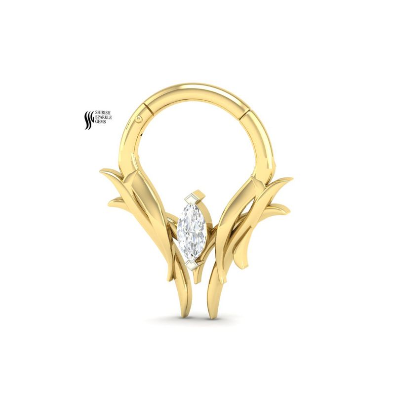 Imperial Flame Marquise Diamond Septum Hinged Clicker Nose Ring