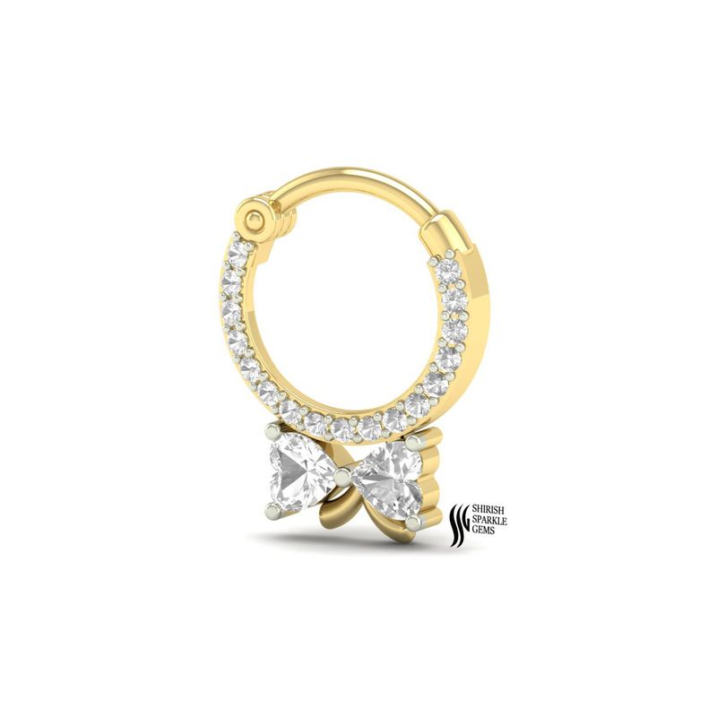 Romantic Heart-Cut Diamond Clicker â 14k Solid Gold Dainty Nose Ring