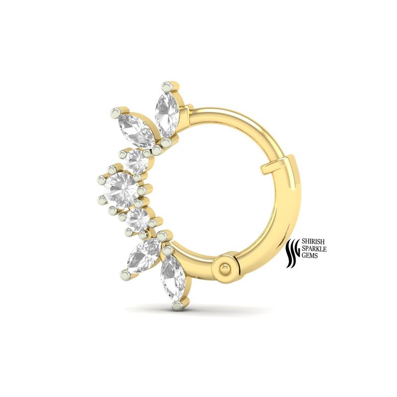 Floral Marquise & Round Diamond Cluster Clicker Nose Ring â 14K Solid Gold