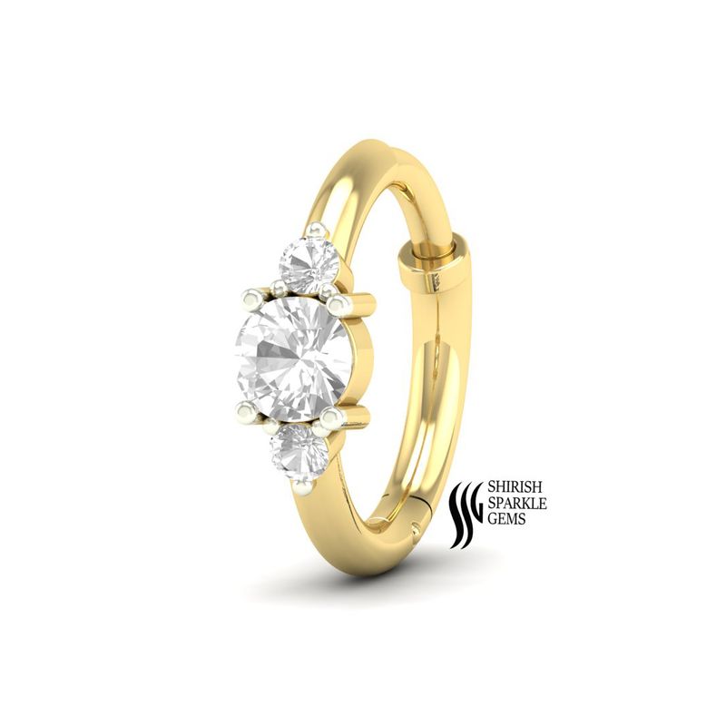 Baguette & Round Diamond Minimalist Cartilage Nose Helix Piercing Jewelry