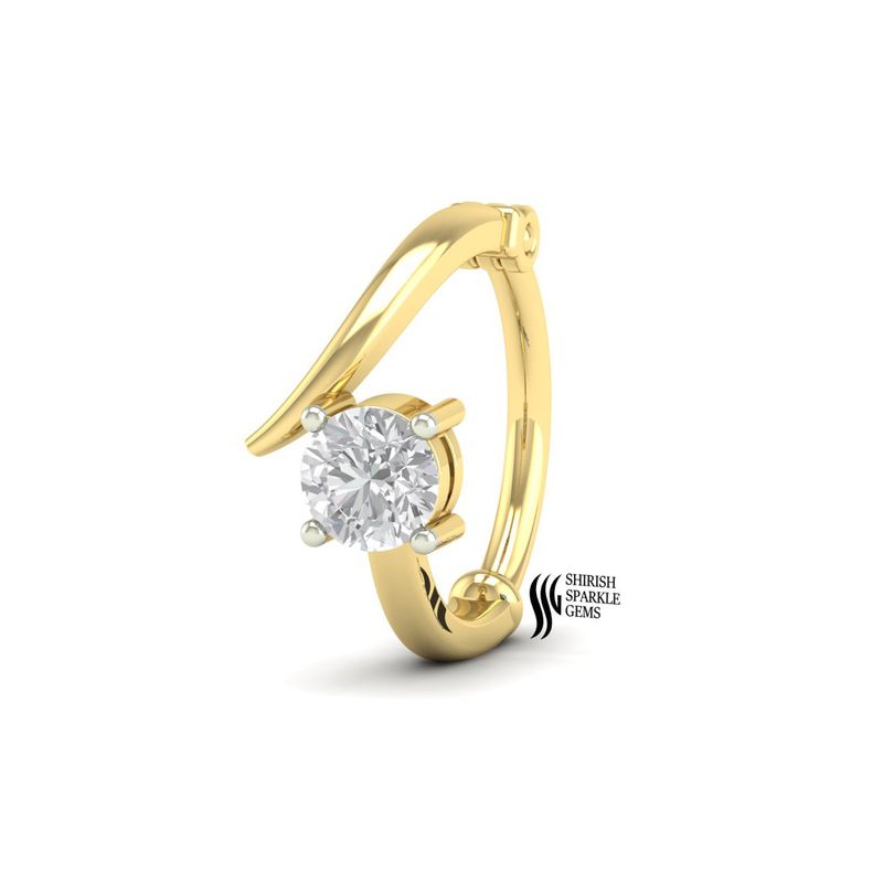 Golden Solitaire Diamond Oval Clicker Nose Ring dainty jewelry