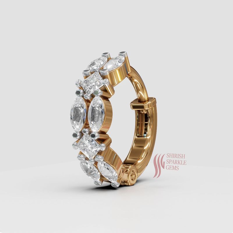 A Luxury Vision of Curved Princess Cut Diamond Classic Nose Ring