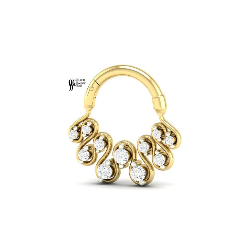 A Glourious Diamond Cut Wave Clicker Nose Ring Gift For Feminine