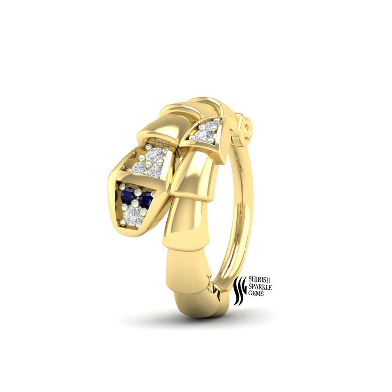 Elegance Snake Style Blue Sapphire & Diamond Hinge Nose Stud