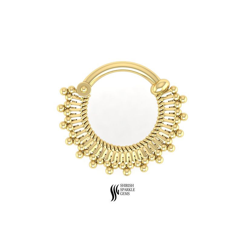Gold Tribal Mandala Septum Clicker Ornate Beaded Sunburst Nose Ring Jewelry