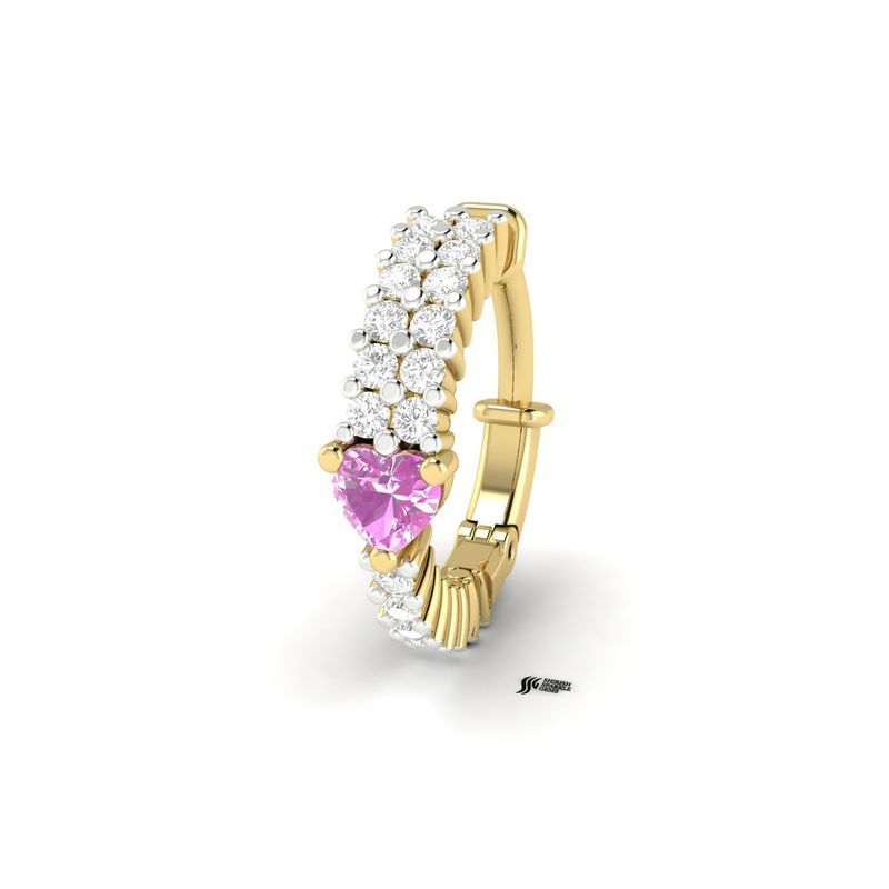 Blush Radiance Diamond & Pink Sapphire Heart Clicker Nose Ring