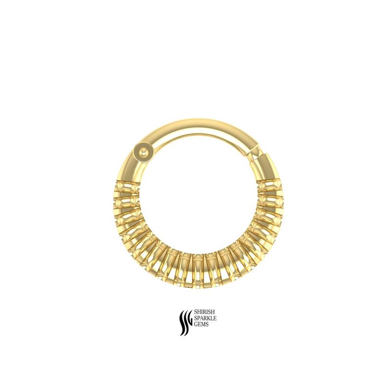 Gold Fluted Septum Clicker | Ribbed Texture Segment Ring | Textured Gold Nose Hoop | Unique Daith Helix Piercing | Gift