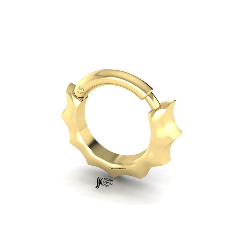 The Solar Flare Sculpted Solitaire Gold Clicker Nose Ring Precious Jewelry