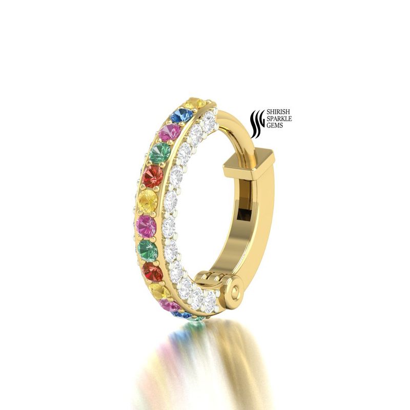Rainbow & Diamond Brilliant-Cut Double Row Classic Nose ring jewelry